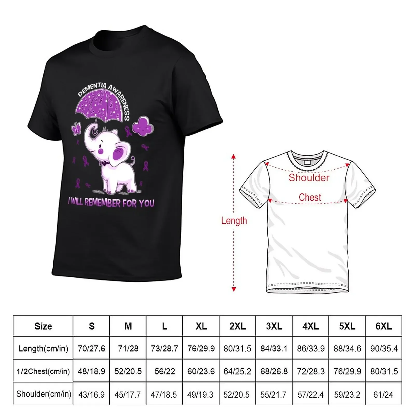 New Dementia Awareness Elephant T-Shirt T-Shirt man clothes anime clothes mens plain t shirts