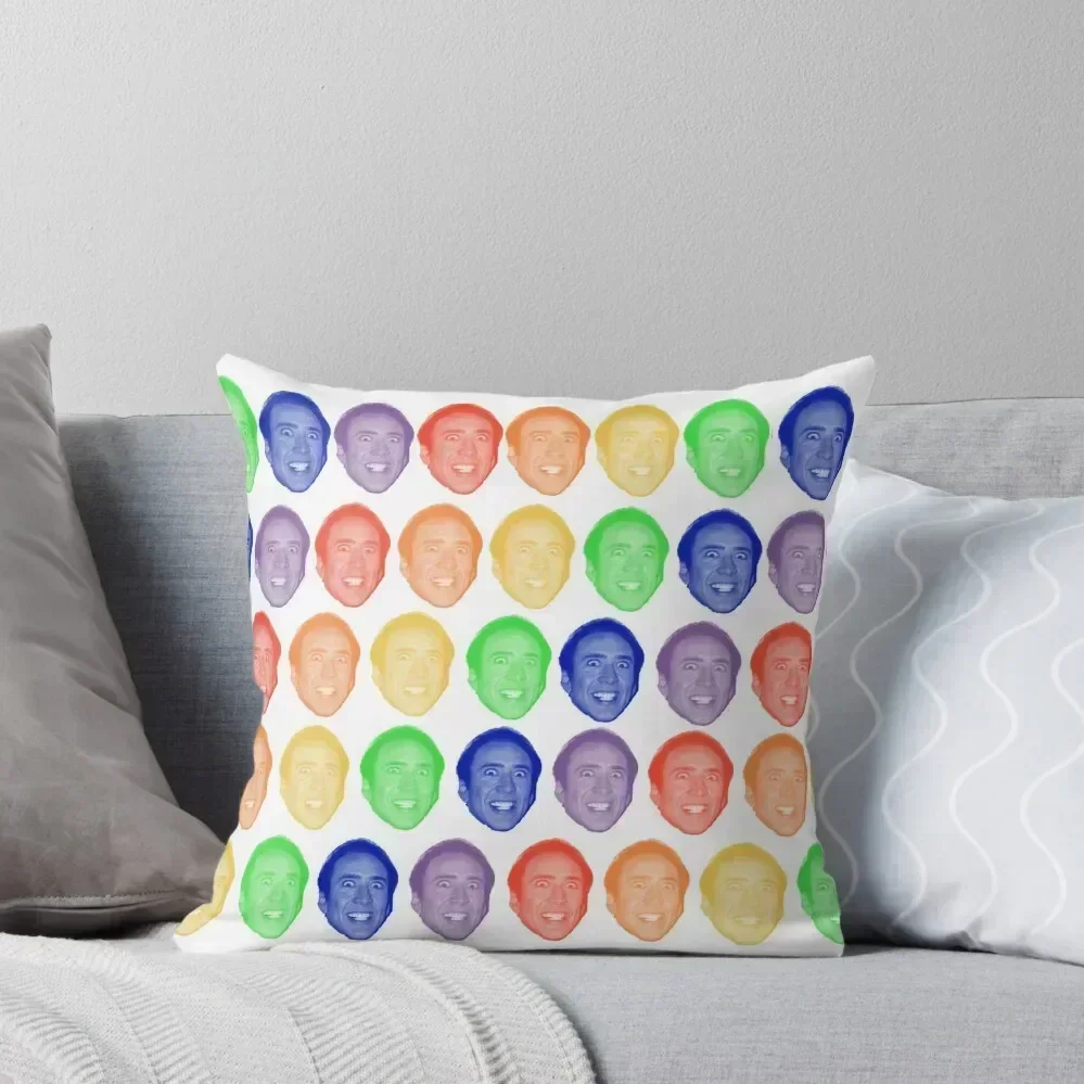 

Nicolas Cage Rainbow Mug Throw Pillow New year Pillow Case Christmas luxury decor pillow