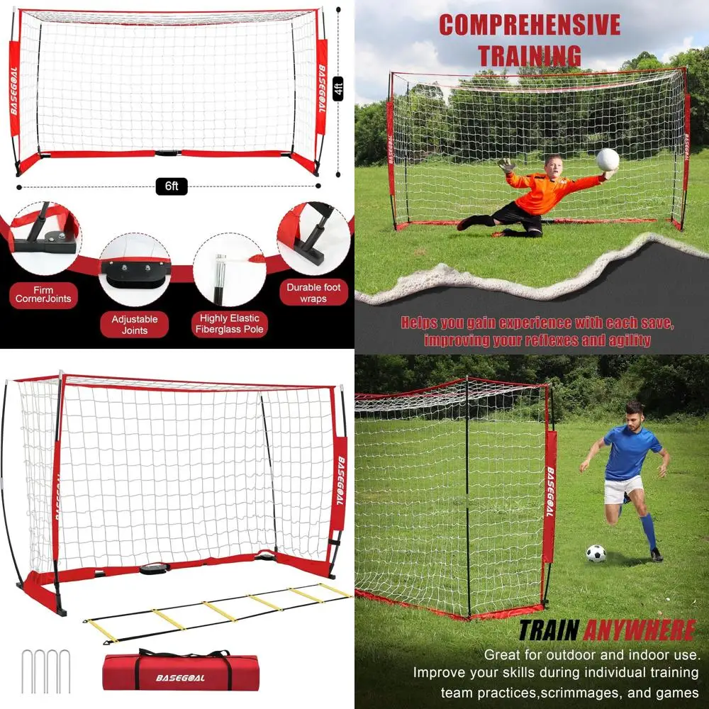 

Портативный футбольный набор с разборной металлической стойкой, сеткой для футбола и лестницей для тренировки ловкости для игр на заднем дворе