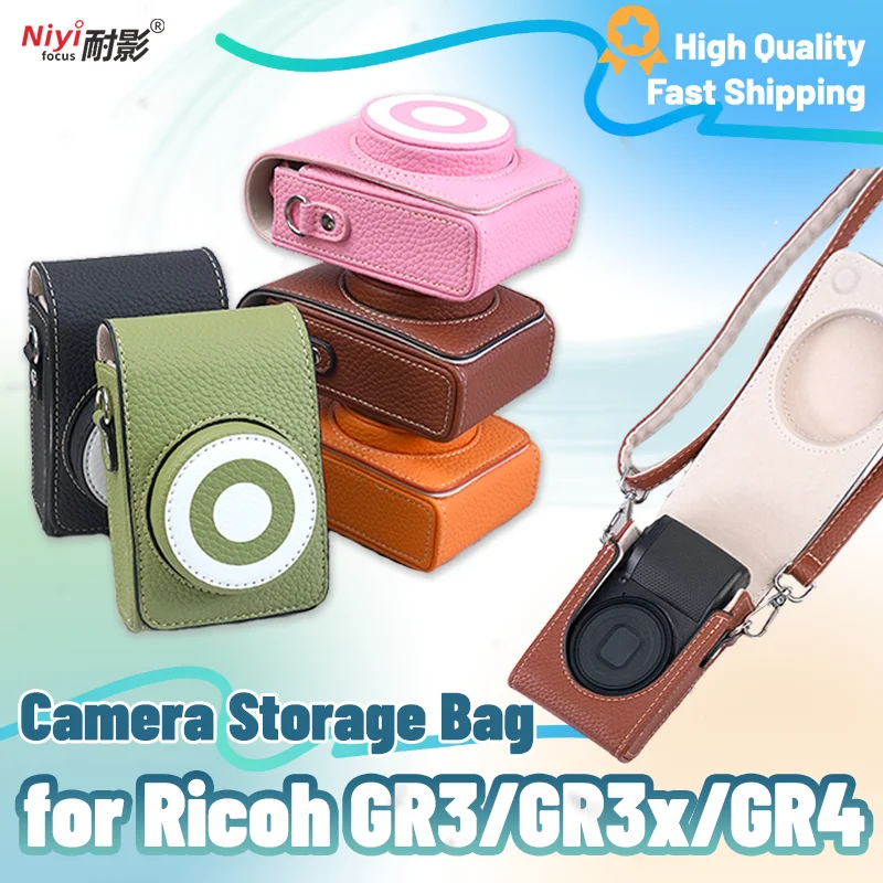 Camera Case Cover for Ricoh GR3/GR3x/GR4, Full Body Protective Leather Bag with Adjustable Shoulder Strap