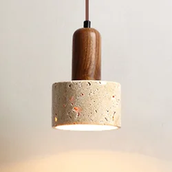 Japanese New Yellow Marble Table LED Droplight Wabi Sabi Travertine Nordic Pendant Lamp for Bedside Restaurant Corridor Decor