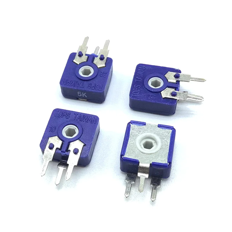 10pcs TAIWAN TOPS adjustable potentiometer CA9 vertical resistance 5K hexagonal hole PT10 replaces the Spanish PIHER