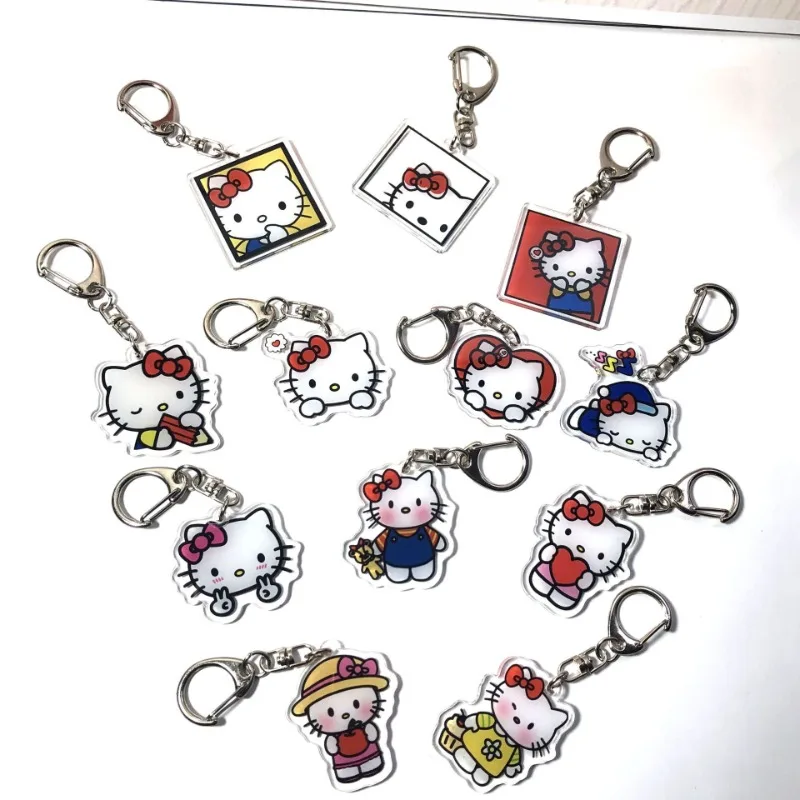 

Kawaii Hello Kitty Keychain Bag Accessories Pendant Bag Keychain Hanging Accessories Cute Cartoon Anime Girl Student Wholesale