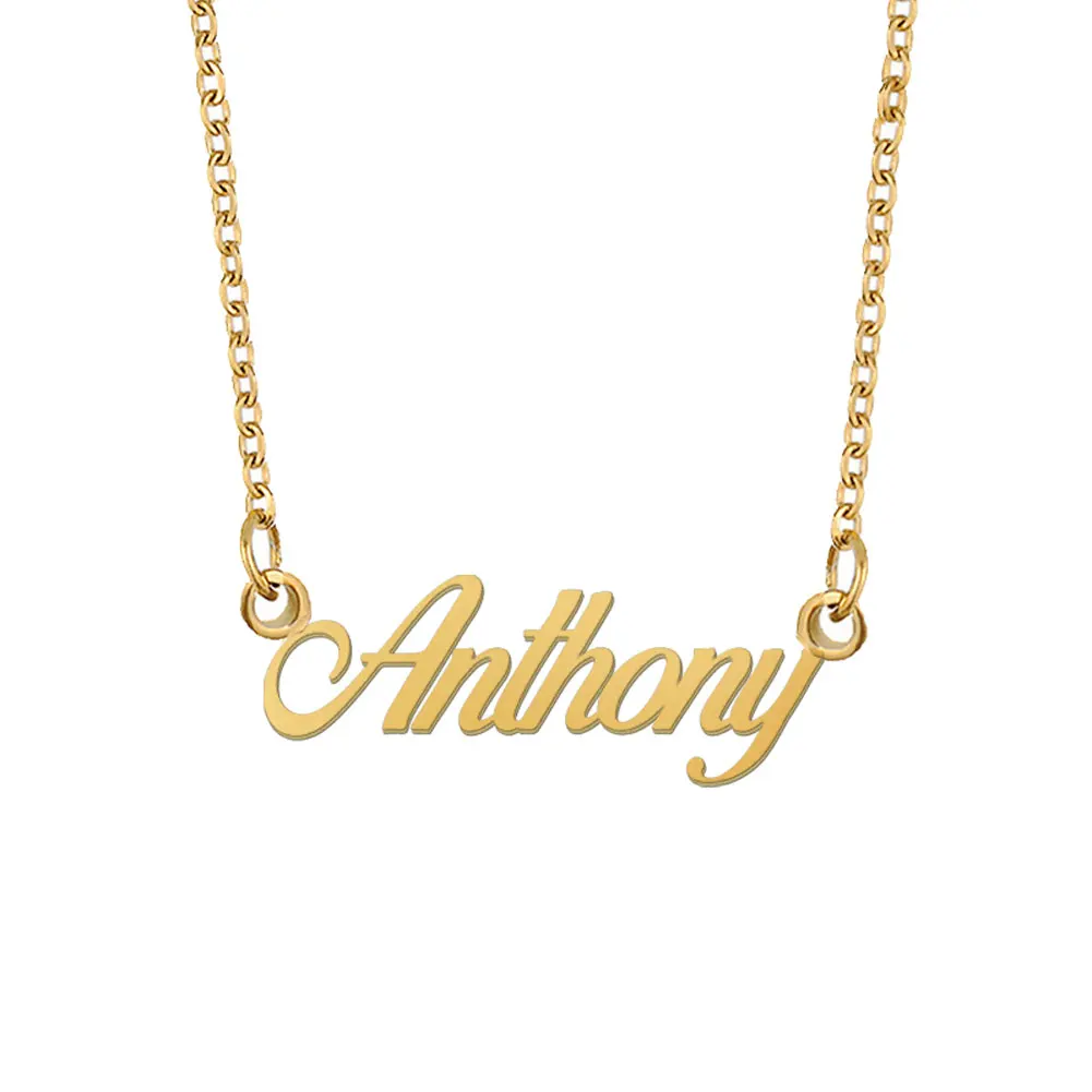 Anthony Name Necklace Stainless Steel for Women Jewelry Nameplate Pendant Femme Mothers Girlfriend Gift (Not Customize)