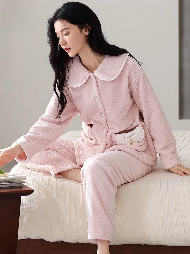 woman-winter-sleepwear-coral-fleece-thick-warm-home-clothes-new-2025-plush-flannel-women's-long-sleeve-pajamas-set