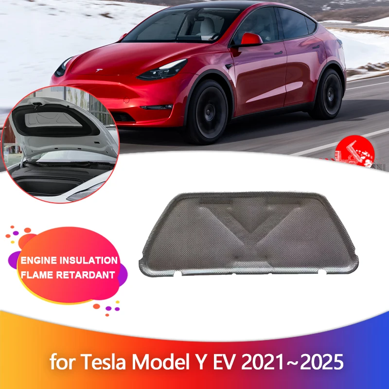 

Car Engine Insulation for Tesla Model Y EV 2021~2025 Hood Heat Insulation Liner Sound Cotton Soundproof Cover Pad Accessories
