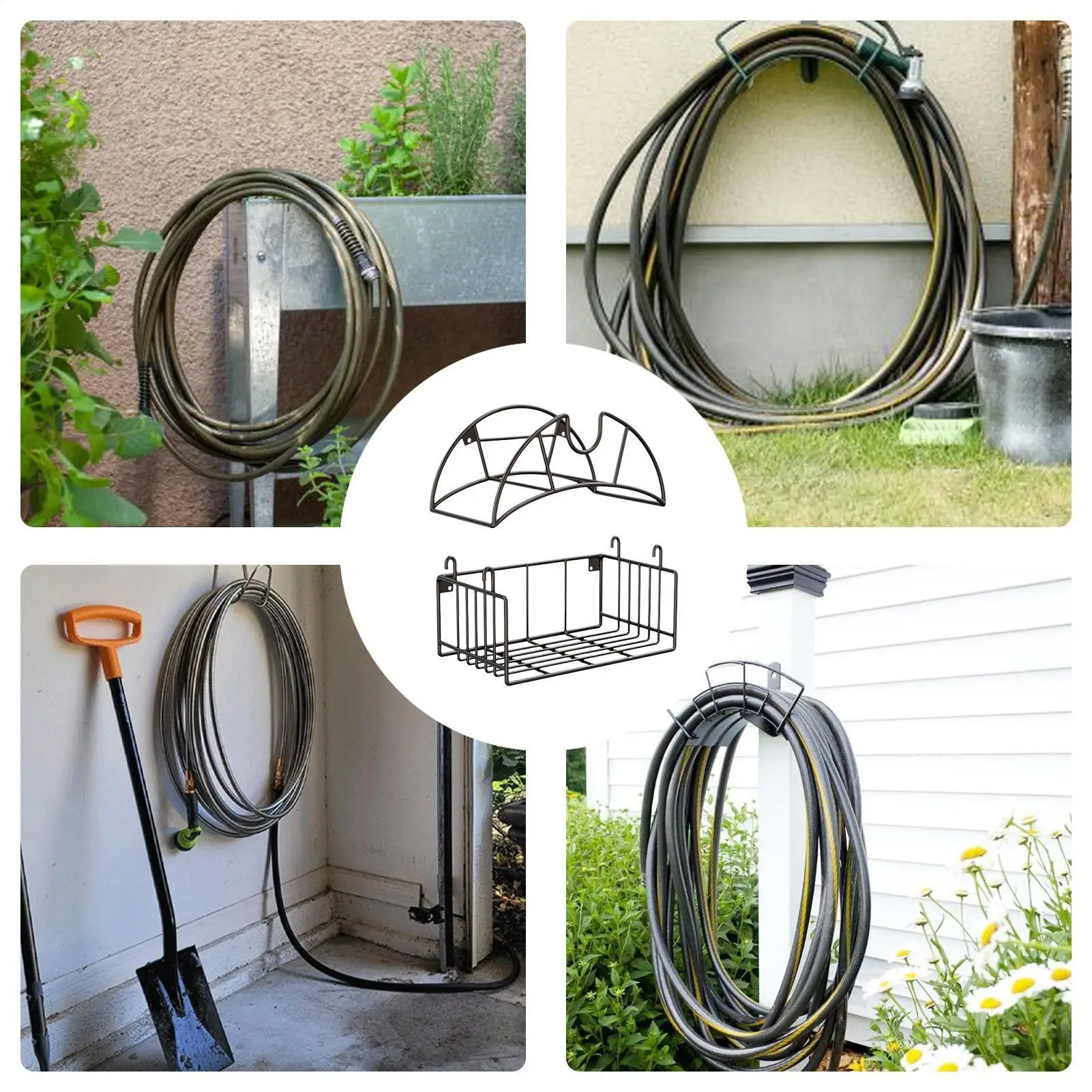 Hose Hanger Wall Mount Garden Hose Holder Wall Mount Heavy Duty Pipe Shelf Rack for Outdoor Pool Extension Cords Garage Outside