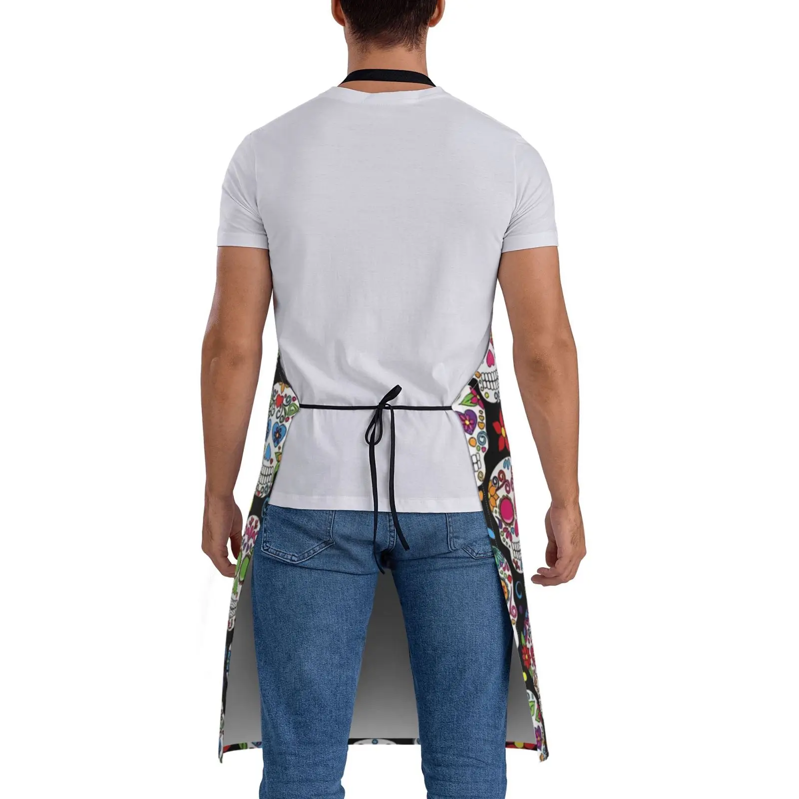 Funny Skull Apron for Men Women Baking Aprons with 2 Tool Pockets Adjustable Neck Strap Waterproof Gifts for Dad Husband Friends