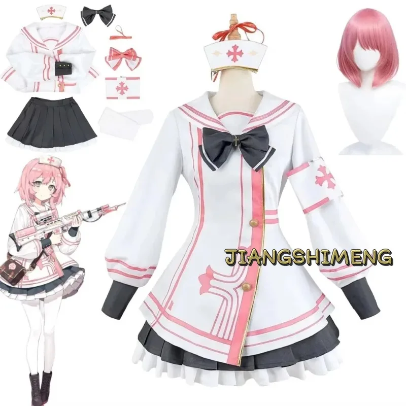 

Game Sumi Serina Cosplay Costume Women Uniform Casual Jacket Skirt Wig Nurse Hat Bow Halloween Party Suit