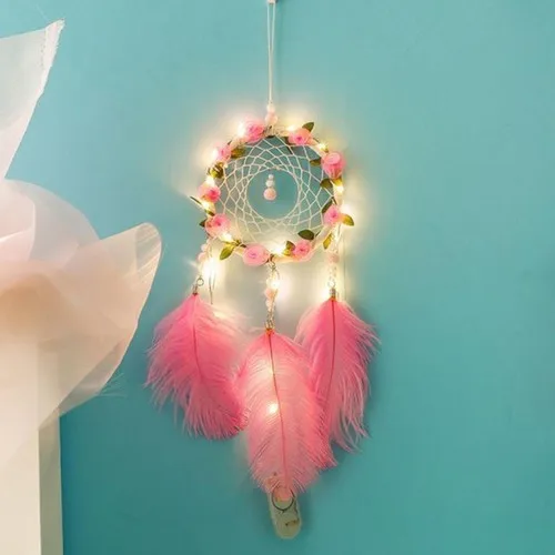 Feast Bird Feather and LED Light Decorative Hanging Dream Dream Catcher Trap