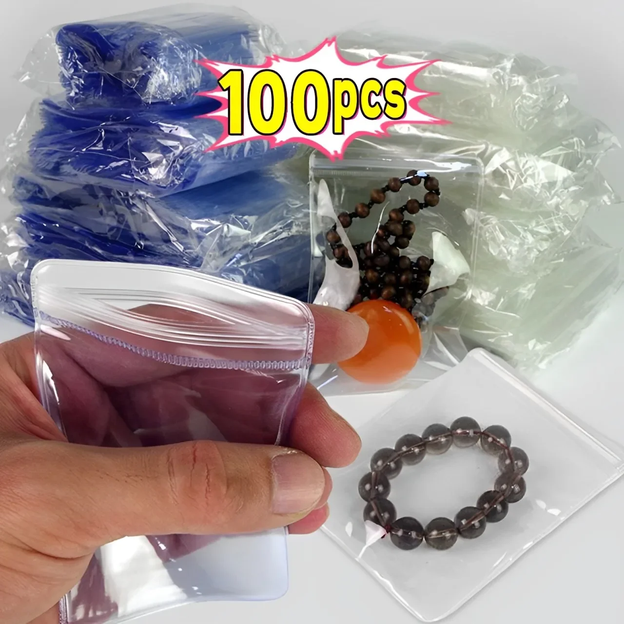 10100pcs PVC Self Sealing Jewelry Package Bags Reclosable Thicken Transparent Anti-Oxidation Gifts Packaging Storage Pouches