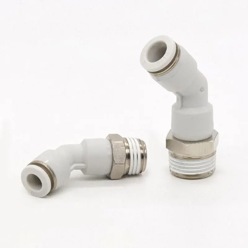 1/10/20 unidades KQ2K/PL45 °   Rosca macho pneumática de encaixe de cotovelo de conexão rápida M5 1/8 1/4 3/8 Push-in OD 4/6/8 Conector para mangueira de ar