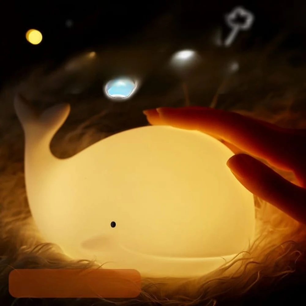 LED ضوء الليل بات ضوء السيليكون لطيف الحوت الحيوانات مصباح المنزل غرفة نوم السرير USB شحن أضواء ديكور لهدية عيد ميلاد