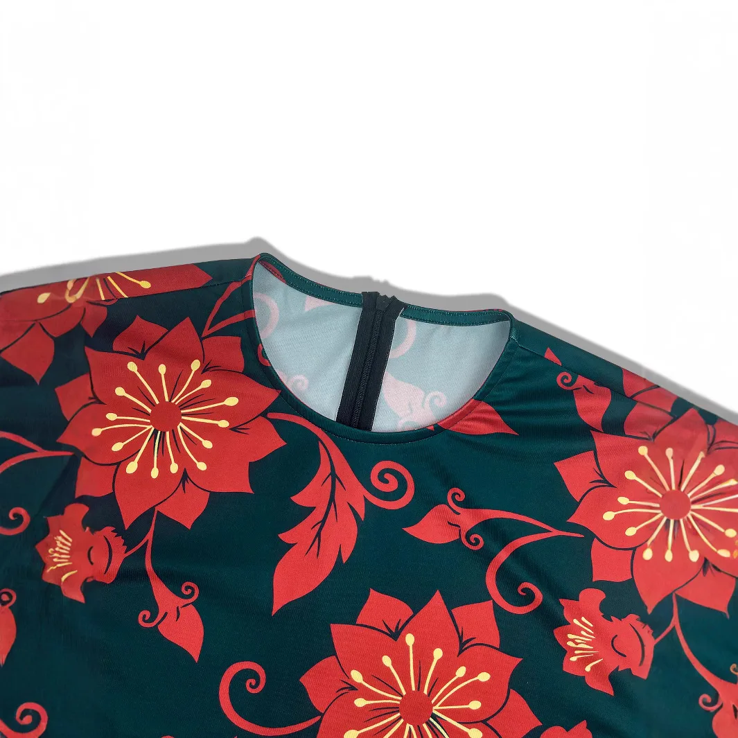 TM-024 plus size feminino manga longa em torno do pescoço vestido flor impressão estilo europeu e americano outono inverno vestido