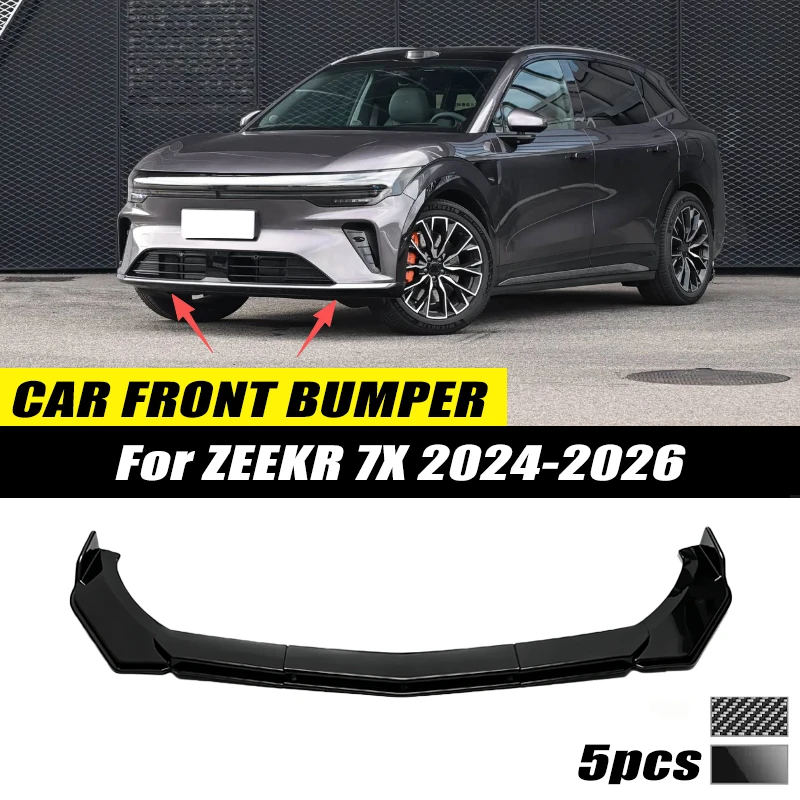 For ZEEKR 7X 2024-2026 Front Bumper Lip Front Guard Spoiler High-quality ABS Material Body Kit Front Lip Accessories