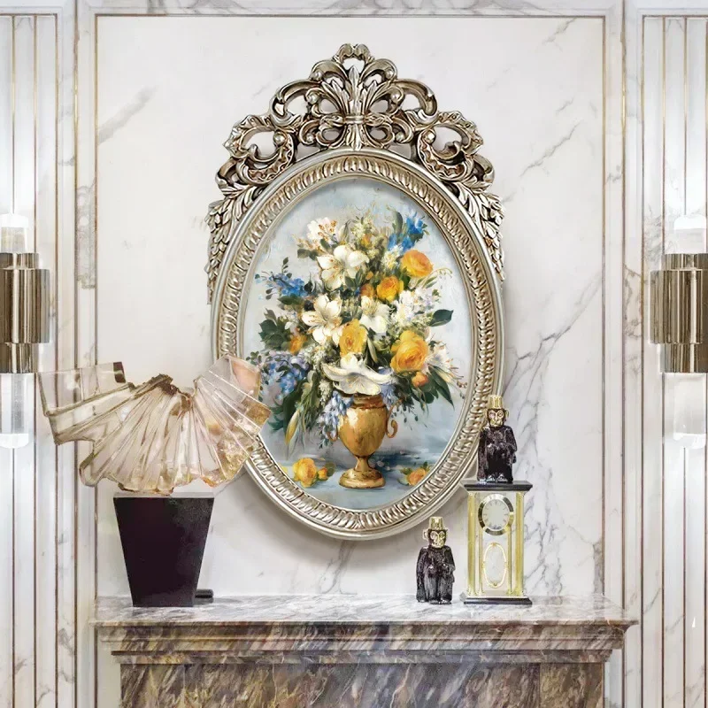 H1 entrance decoration bedroom corridor hanging paintings light luxury murals flowers unique oval hanging