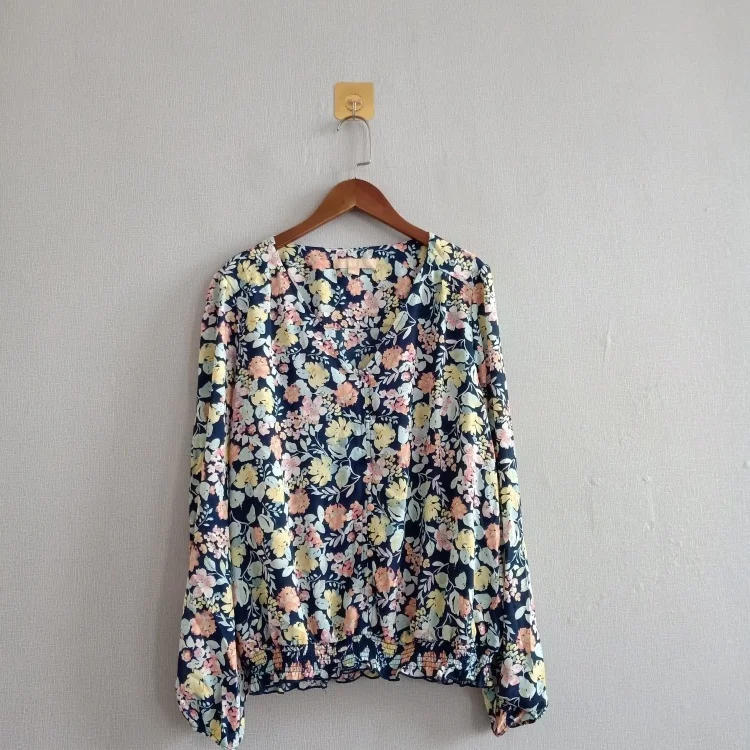 Ele Stampa floreale Lungo Sve da donna irt Slim Fit Pullover Estate Autunno Faionable Top in chiffon Traspirante Sottile Polyes...