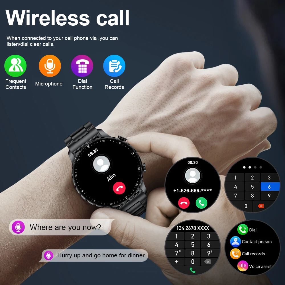 2025 New Outdoor Sports Fitness Health Monitoring Smart Watch Men 1.59” 360*360 HD Screen Bluetooth Call Smartwatch For HUAWEI