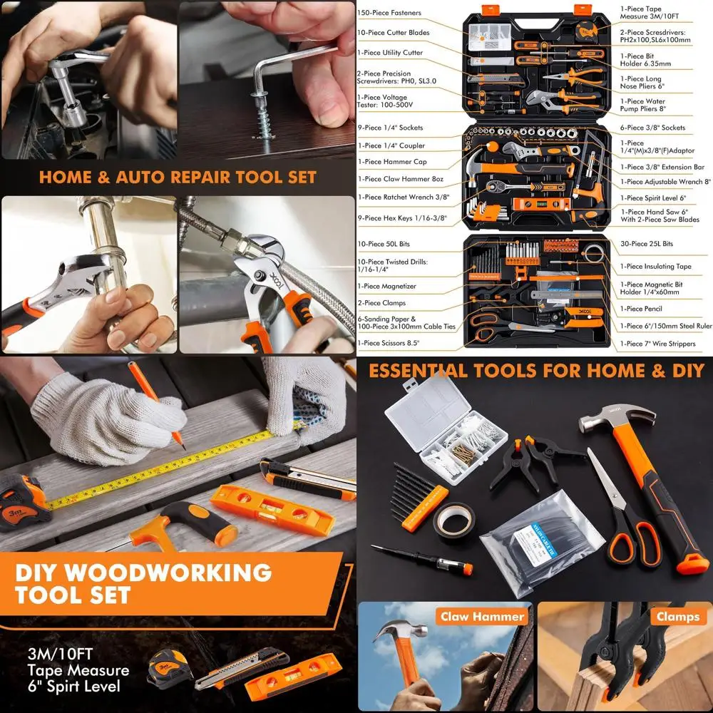 

368-Piece Comprehensive Home Repair Tool Set with Toolbox, Ideal for Maintenance, Office, Garage, and DIY