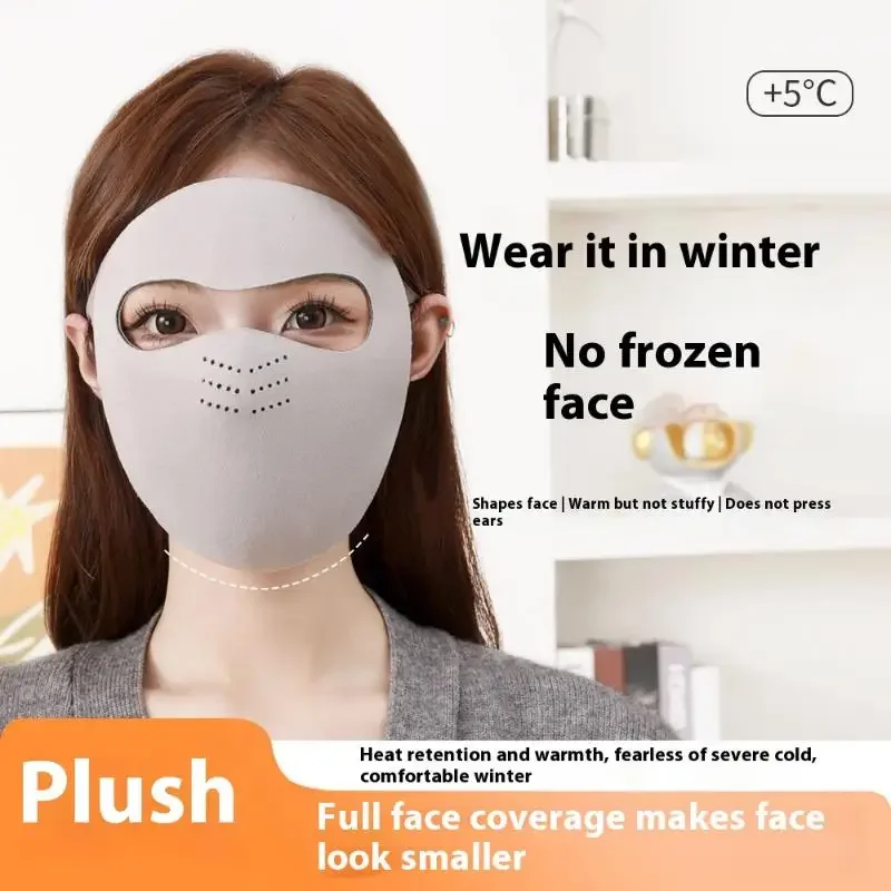 Máscara cálida de cara completa para invierno, máscara lavable sin rastro, transpirable, a prueba de polvo, máscara de montar engrosada, conducción al aire libre, esquí