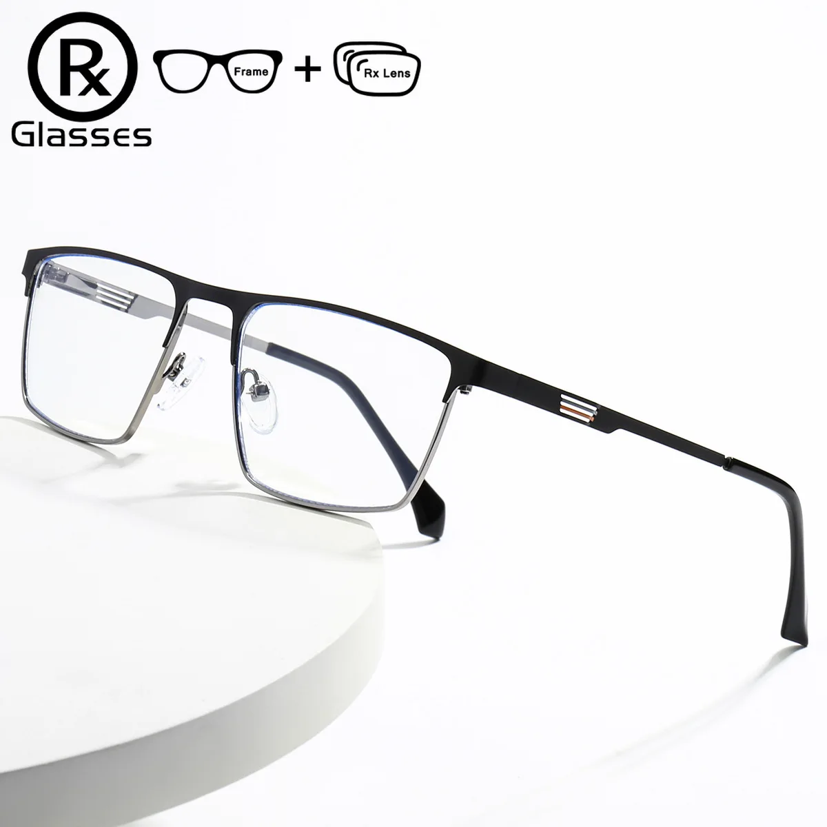 

Alloy Prescription Glasses Men Square Anti Blue Light Computer Eyeglasses High Quality Myopia Photochromic