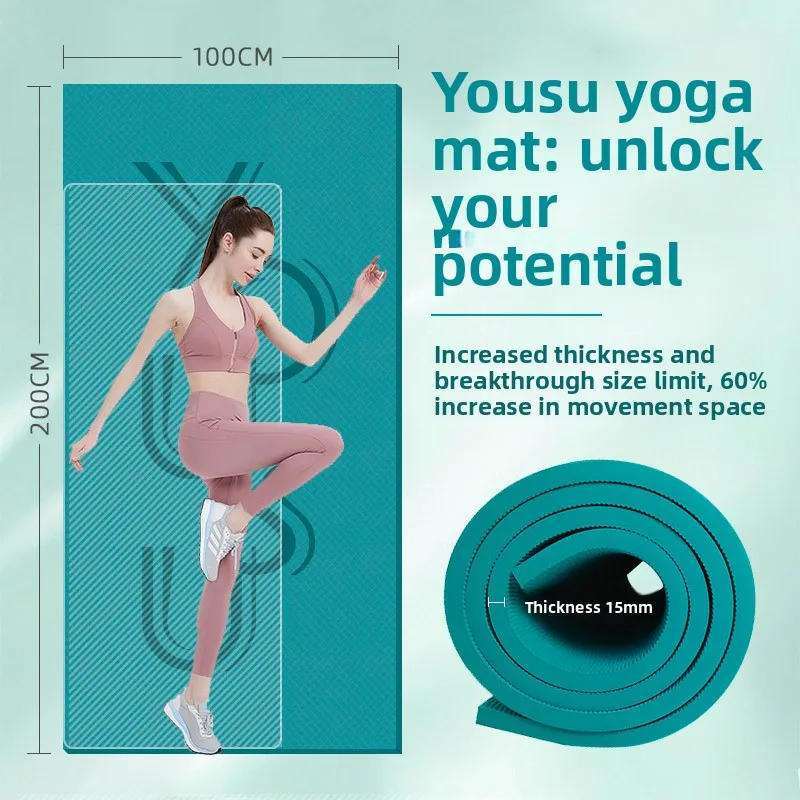 High Rebound Aerobics Yoga Mat Two Person Extra Large Wide TPE Shock Absorbing Anti Slip Gymnastics Mat Yoga Mats Exercise Mat
