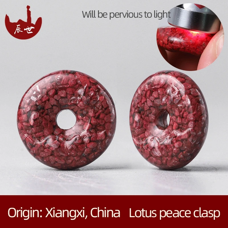 Wholesale cinnabar pendant lotus peace buckle pendant transparent natural ore crystal sand benmingnian accessories