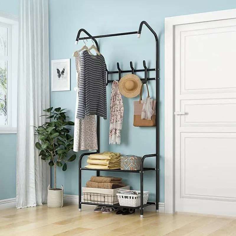 Modern Contemporary Multi-Functional Floor Standing  Shoe Rack Creative Entryway Clothes Hanging Shelf