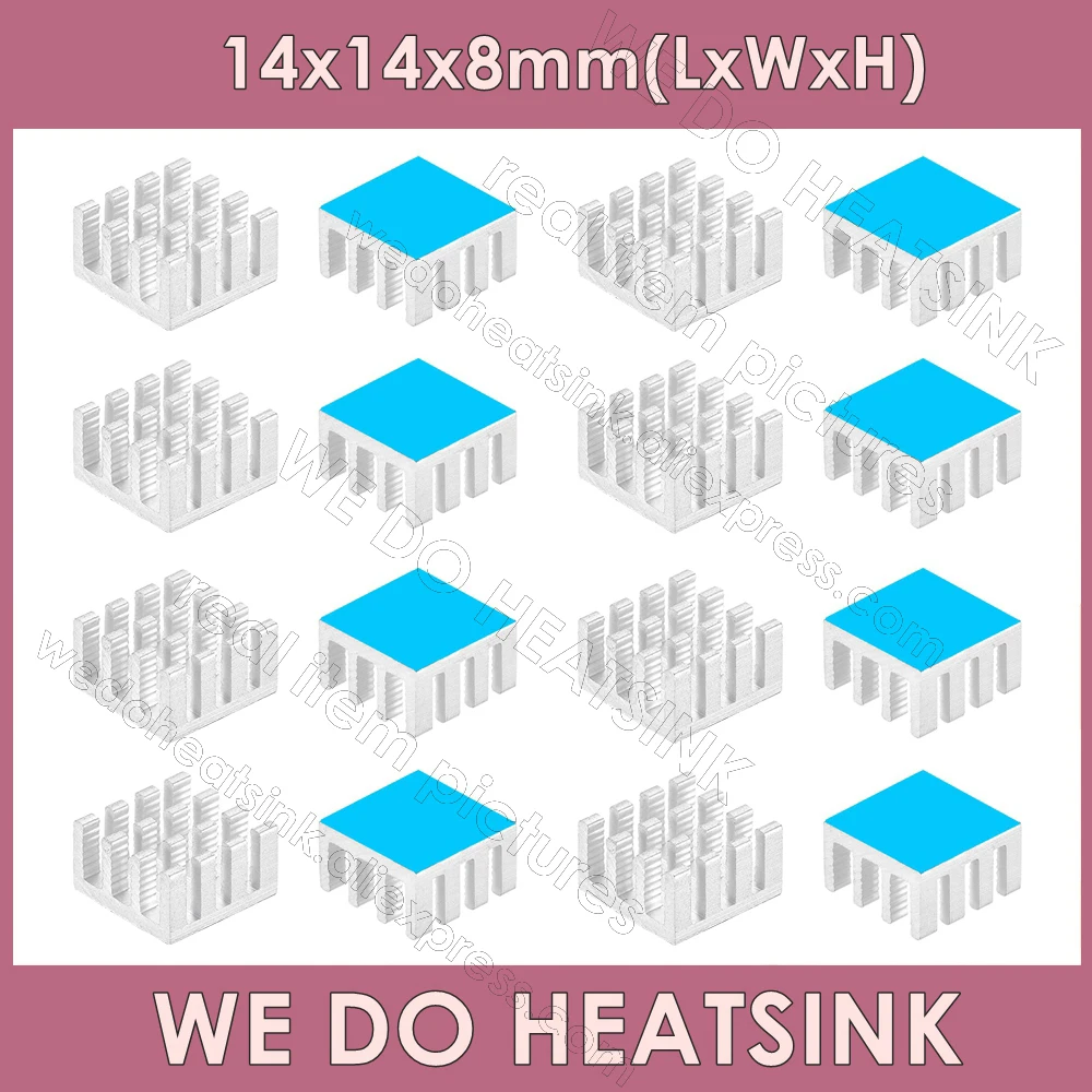 

WE DO HEATSINK 14x14x8mm Without or With Thermal Pad Aluminum Heatsink Radiator Cooling Silver / Black Cooler