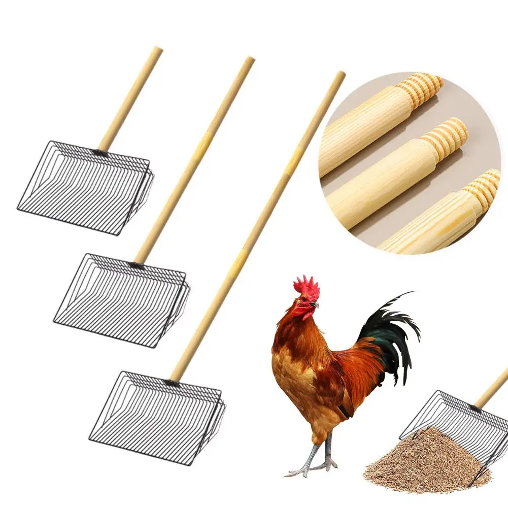 Large Metal Chicken Poop Scooper 3-in-1 Detachable Inches 20 Stainless Chicken Handle Tool Wooden Steel To Cleaning Tool Co V4p6