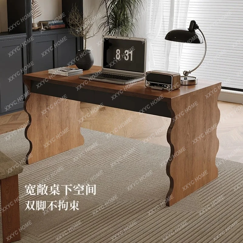 

S Nordic medieval solid wood desk office retro dining table log negotiation big board