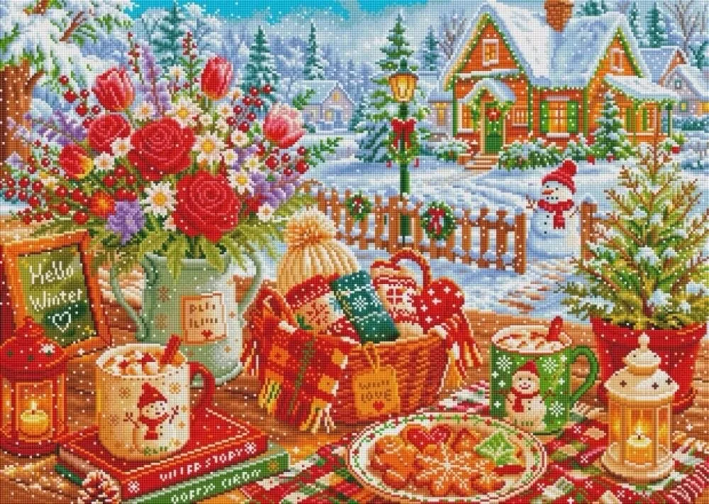 9CT 14ct Winter Printed Kits Cross Stitch Embroidery DIY Needlework Set Crafts With Needles Threads 65 Colors view 2