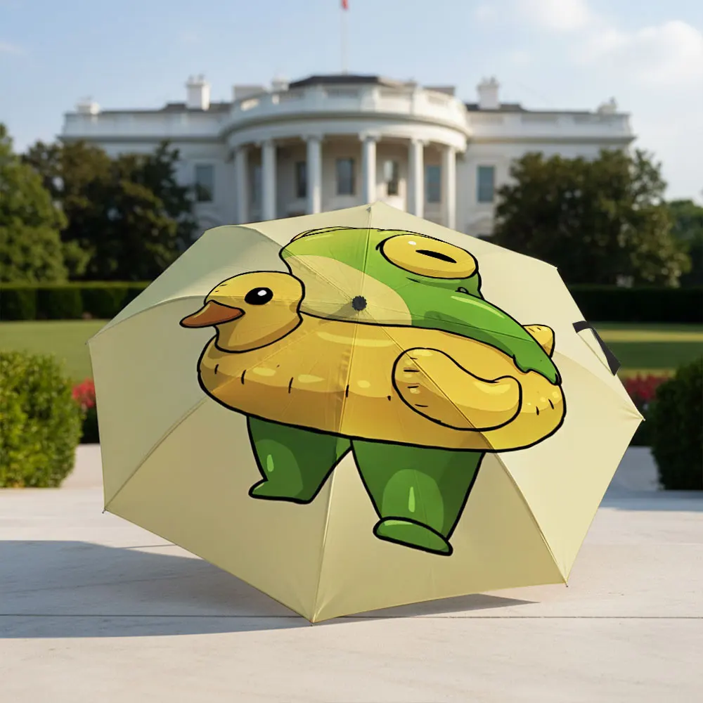 Cute Frog with Duck Floaty Cartoon Design Compact Fashion Folding Umbrella for Daily Use, Christmas Gift
