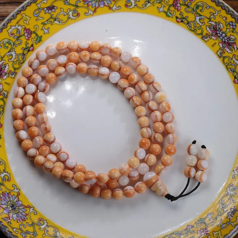 New Multi-Strand Bracelet Featuring Natural Cowrie , With 108 Beads In A Buddhist Style