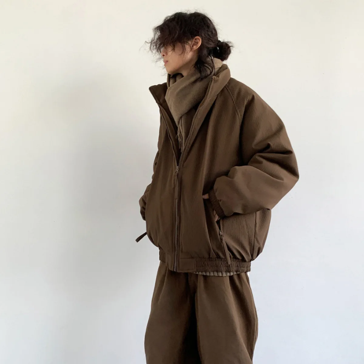 

Hong Kong style retro corduroy cotton coat men's winter thickened trendy brand loose Japanese couple's warm cotton coat