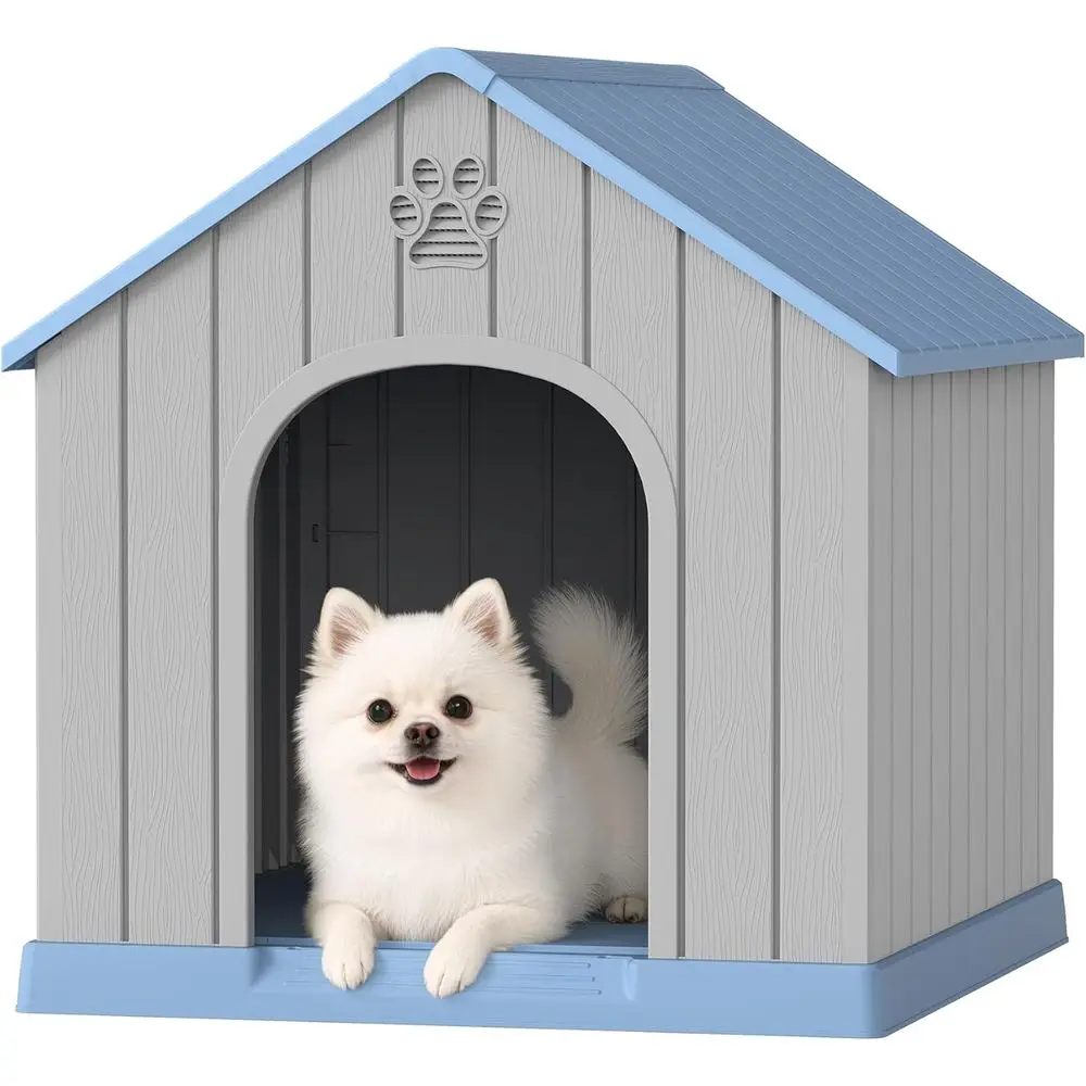 

Outdoor Indoor Dog House with Elevated Floor and Air Vents, Suitable for Small to Medium Dogs, Easy to Clean and Assemble, Blue