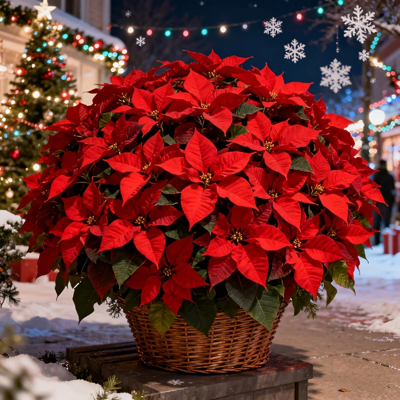 قطعتان من باقة عيد الميلاد الاصطناعية مع البونسيتة الحمراء والأوراق الخضراء ديكور داخلي وخارجي واقعي لحفلات الزفاف وعيد الميلاد #3