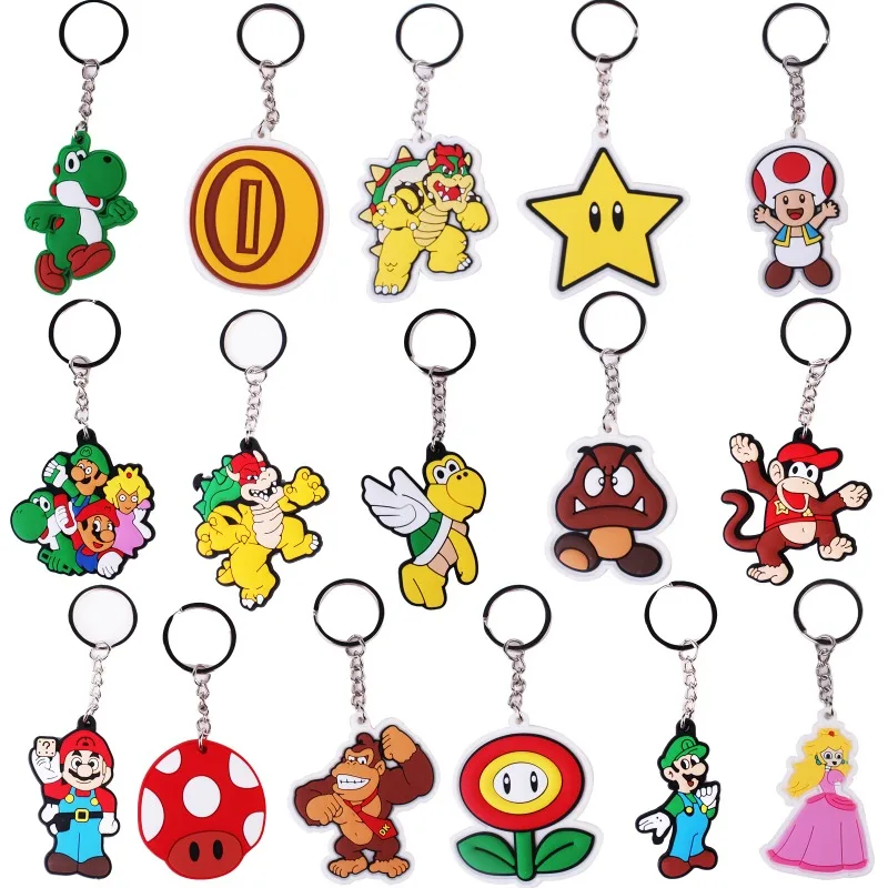 Kawaii Super Mario All Heroes Kuba Children\'s Schoolbag PVC Toy Yoshi Keychain Pender Cute Luigi Doll Key Chain Birthday Gift