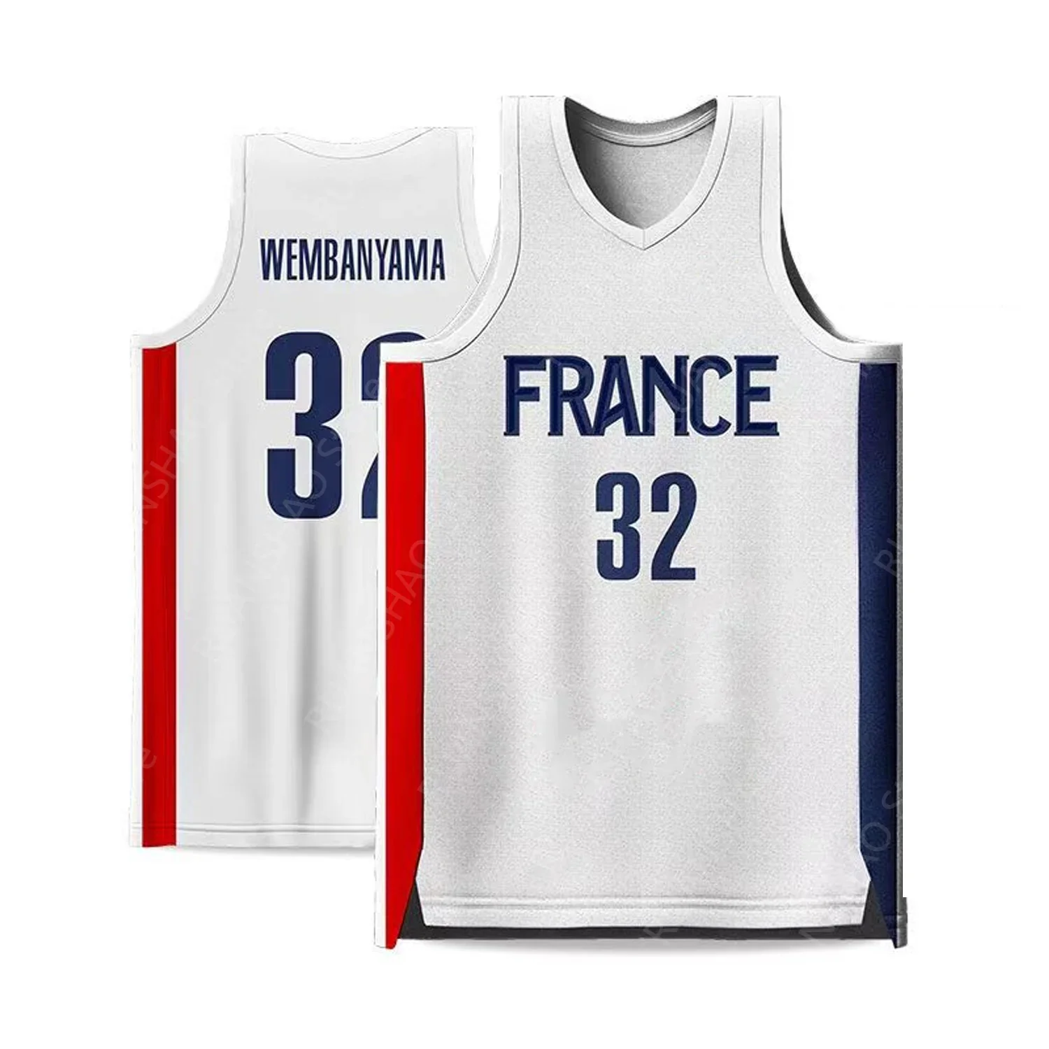 2024 Basketball training run fitness loose breathable sport leisure quick sleevele vest men and women Wembanyama like jersey