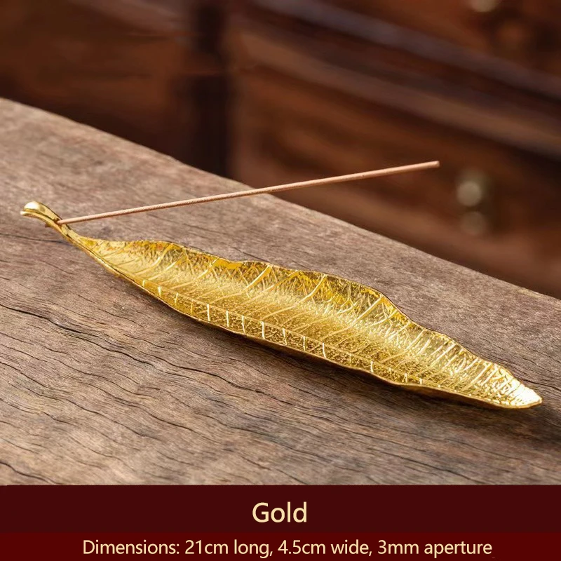 Stick Incense Burner Holder Golden Bronze Leaf Leaves Flower Classic Indoor Decorations Creative Crafts Decoration For Tea Room