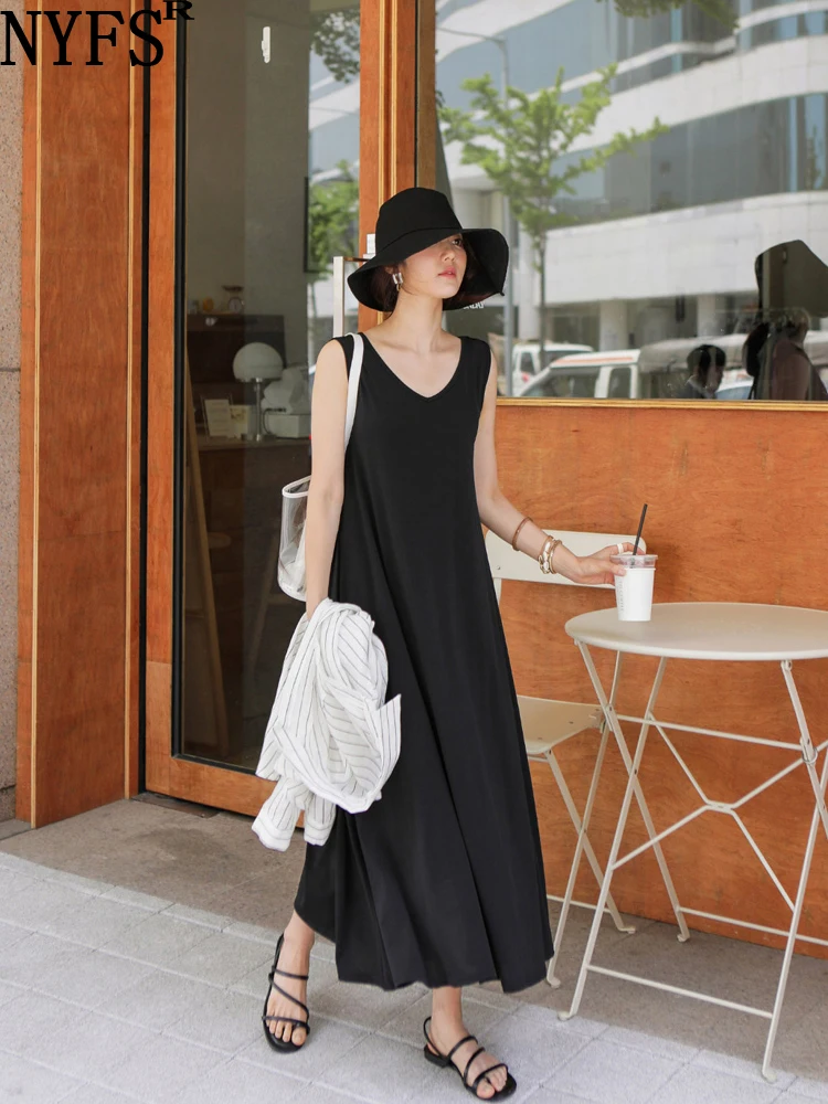 

NYFS 2023 Summer New Korea Woman Dress Vestidos Robe Elbise Loose Plus Size Embroidered Strawberries Short Sleeve Long Dresses