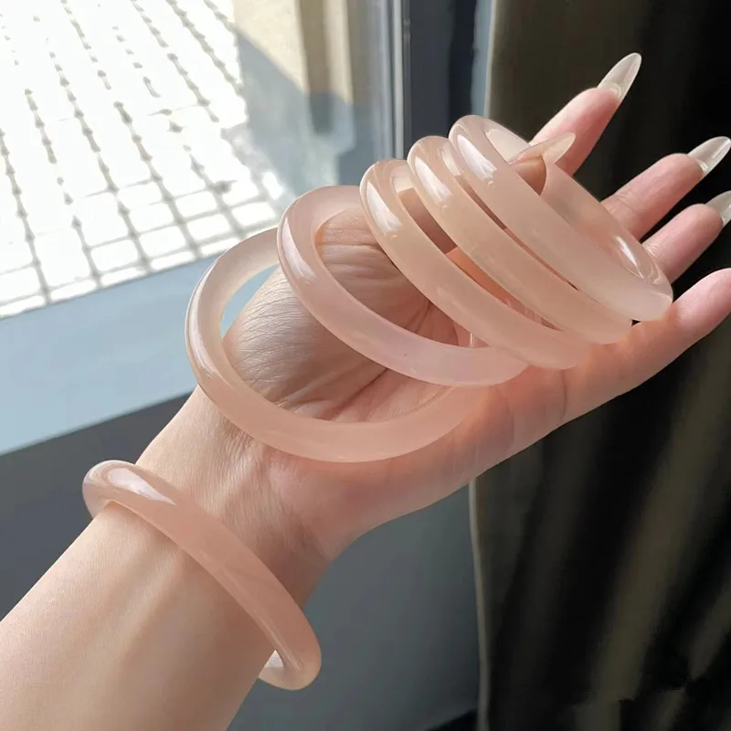 

Натуральный нефритовый браслет цвета грейпфрута, круглый, розовый, с изображением лотоса, оптом