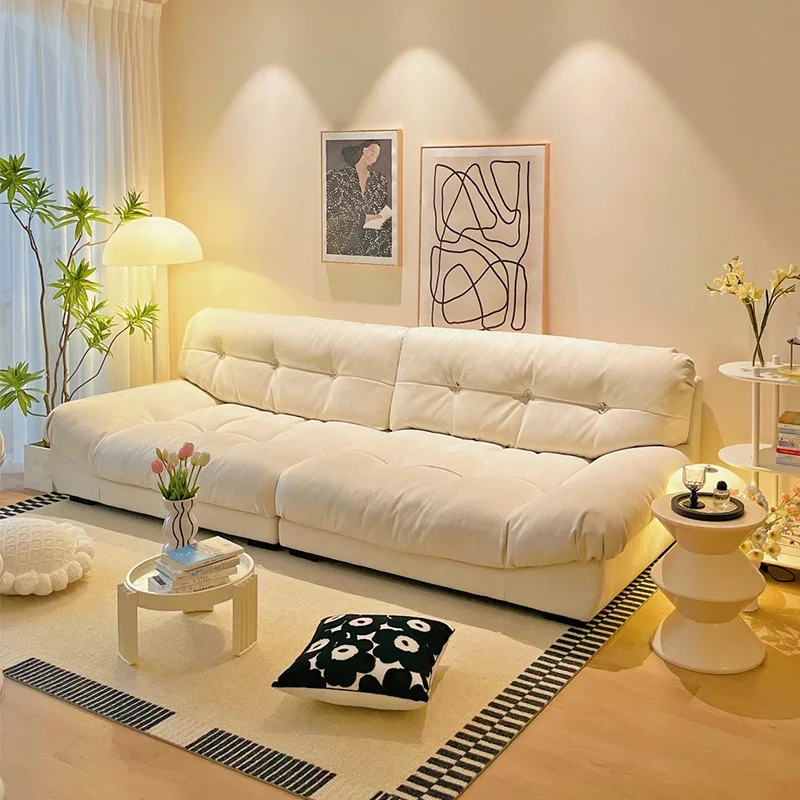 أرائك غرفة المعيشة الحديثة البيضاء الأوروبية البيج مصمم الشمال أرائك غرفة المعيشة واحدة للتحويل Divano Da Soggiorno الأثاث #1