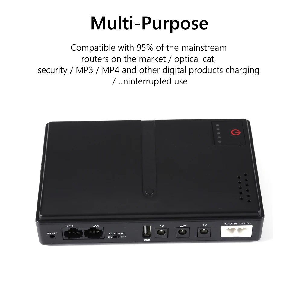 

AC85-265V UPS Backup Battery with Multiple Outputs Portable DC UPS Backup Power Compact USB Port Battery for Outdoor Use