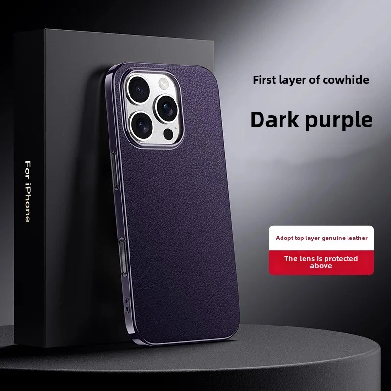 

Plating Bumper Phone Case For IPhone 16 13 14 15 Pro Max Full Protection Shockproof Anti-drop Leather Back Cover Cases