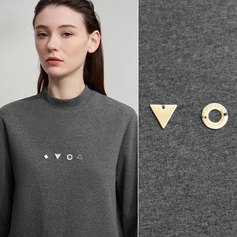 AMII Vrouw Sweatshirts Katoen Halfhoge Kraag Losse Casual Tops Dames 2025, Herfst Gebreid Veelzijdig Vrouwelijk Sweatshirt 12524004