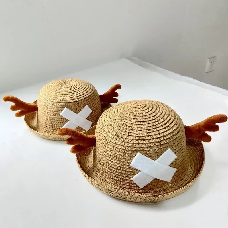 One Piece Tony Tony Chopper Straw Hat Anime Peripheral Cute Cartoon Costume Accessories Dome Antler Summer Shade Sun Protection