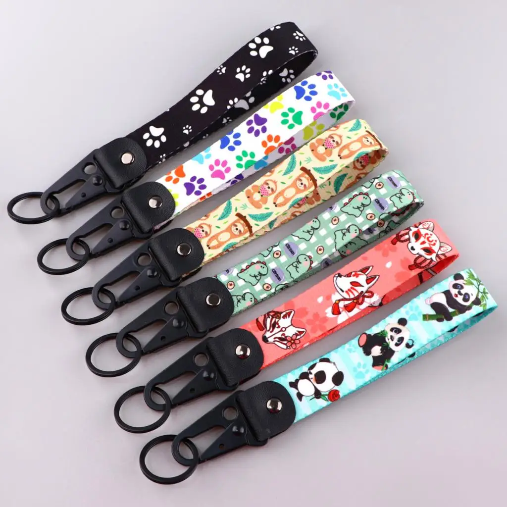 Japanese Fox Mask Keychain For Women Cartoon Sloth Key Fob Lanyard Tags Pendant Key Holder Car Motorcycle Key Ring Accessories