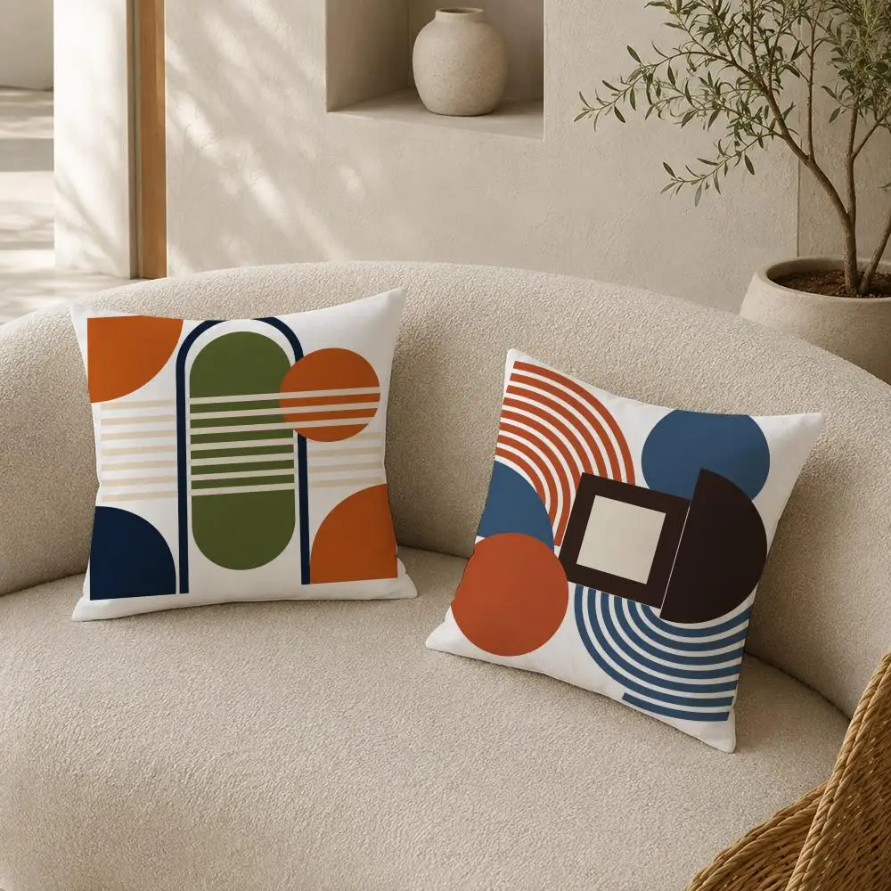 Mid Century Retro Abstract Geometric Art Cushion Cover Pillow Case plush Double-sided Print Square Covers Sofa Home Cushion