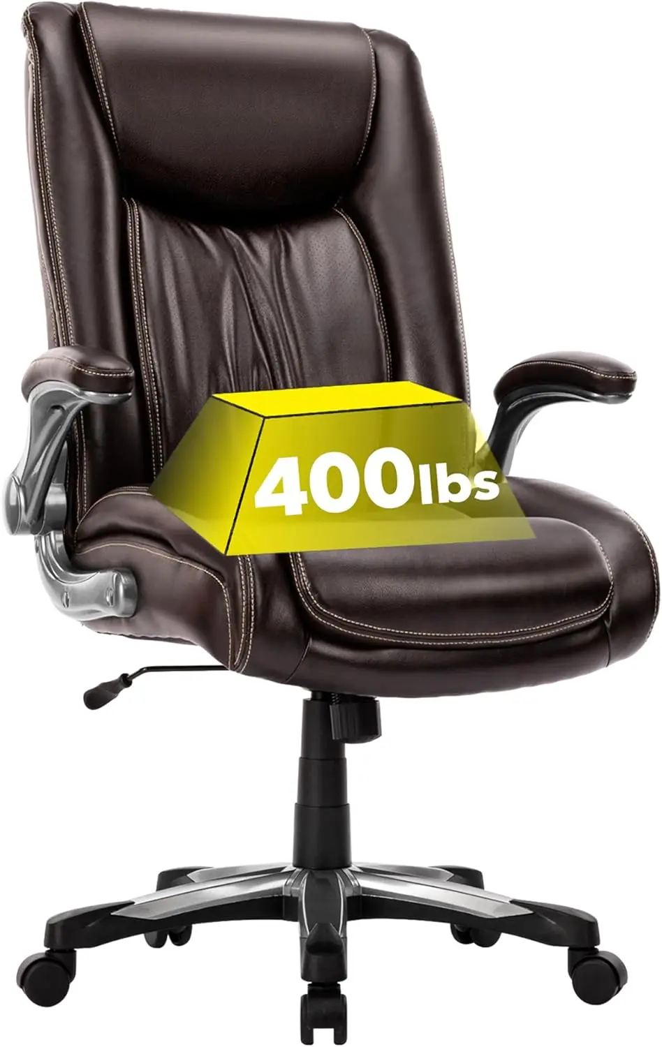 

Big Tall Office Chair 400Lbs, Large Heavy Duty High Ba Executive Desk Chair Flip-Up A Wide Thi Seat For Home Office,